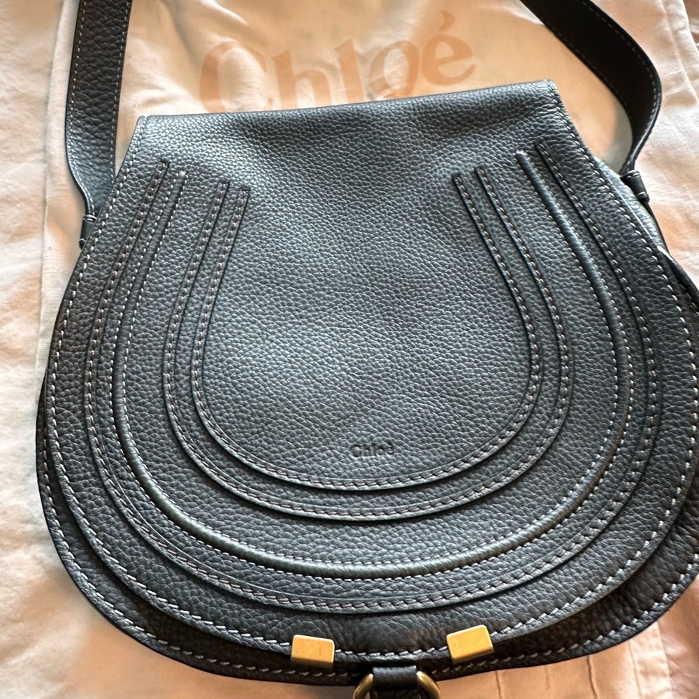 Chloe Marcie Saddle Crossbody Bag in black